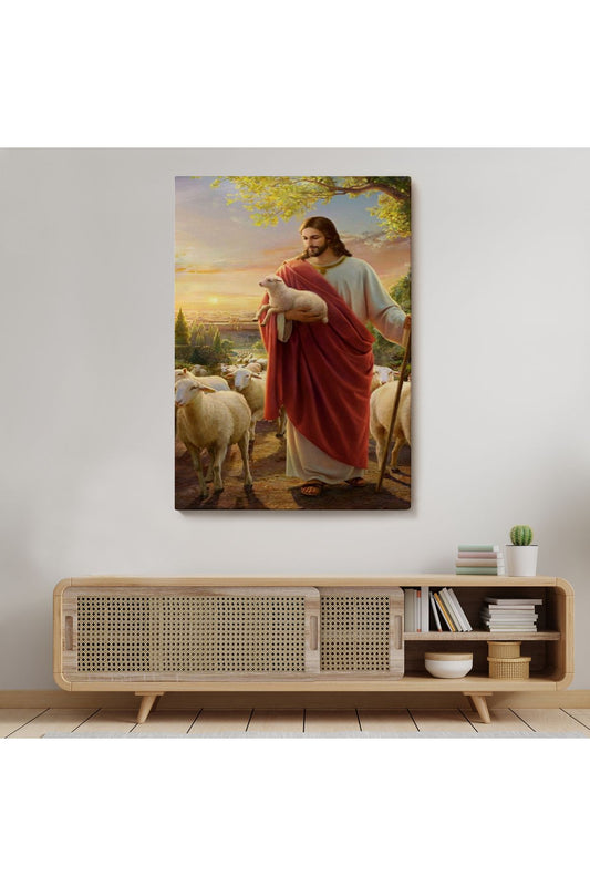 İsa Kuzu ile İsa Mesih Kayıp Kuzu Kanvas Tablo, Kilise Duvar Sanatı Süslemeleri-5218