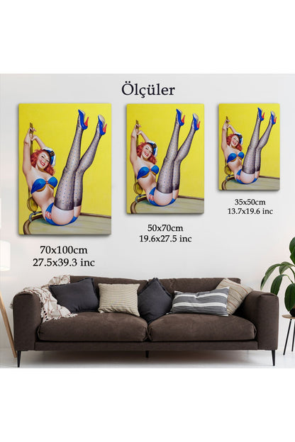 Amerikalı Güzel Kadın Çizgi Roman Kapağı Duvar Tablosu-6231