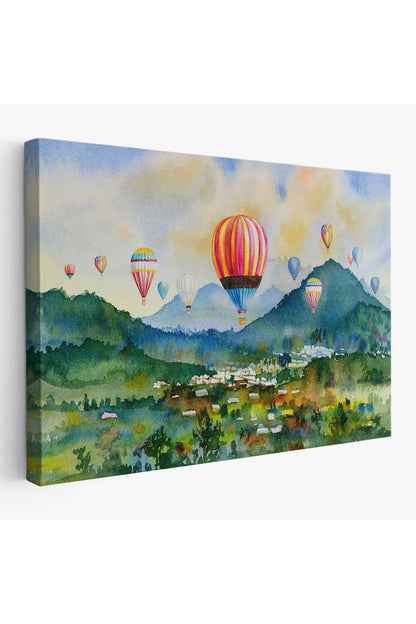 Kapadokya Hava Balonları Yağlıboya Görünüm Dekoratif Kanvas Duvar Tablosu-3747