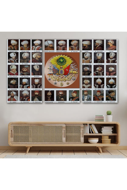 KY Özel Osmanlı Padişahlarının Tümü Dekoratif Duvar Tablosu-6549