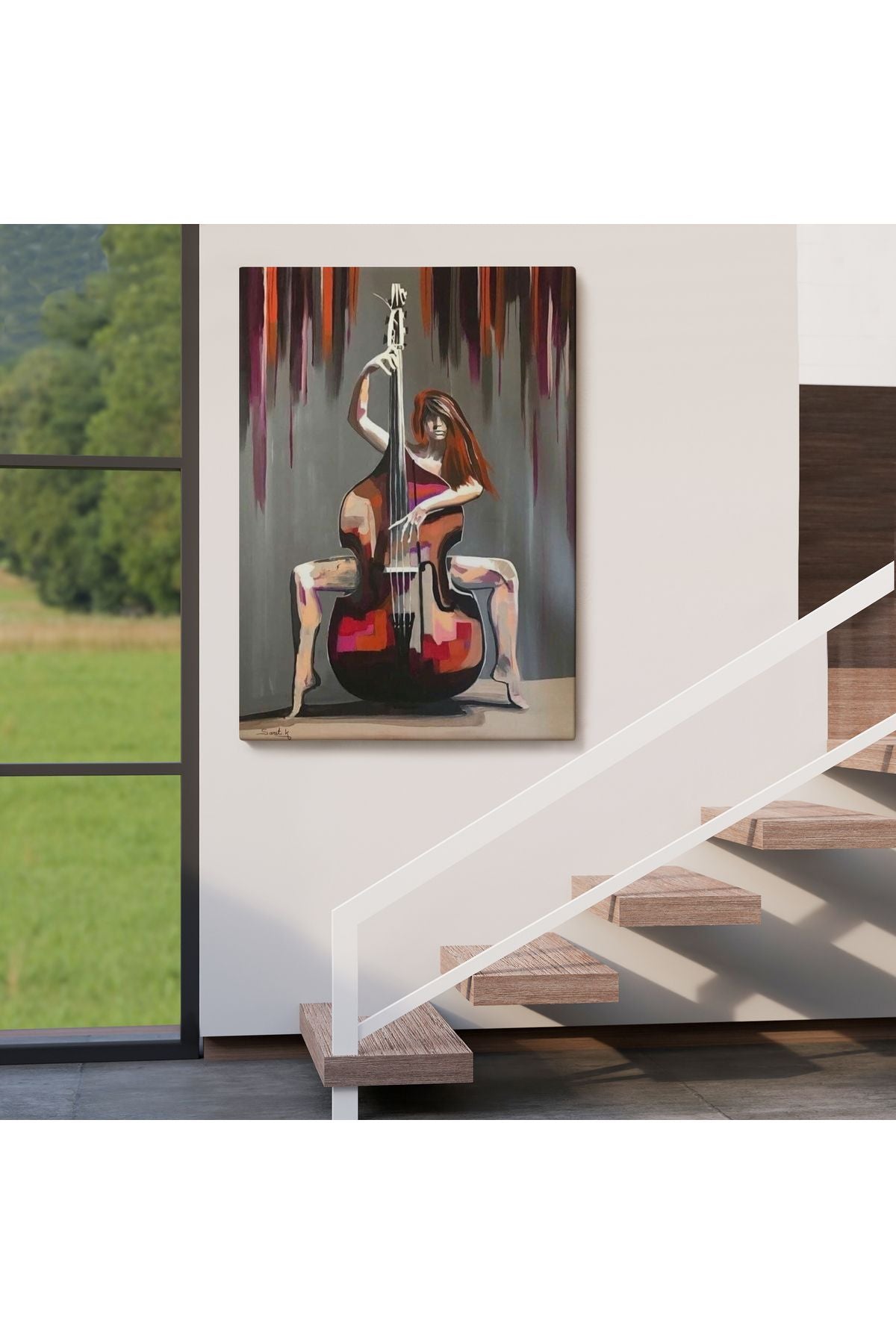 Dekoratif Kanvas Tablo, Duvar Tablosu-Çello Virtüözü Kadın 6167