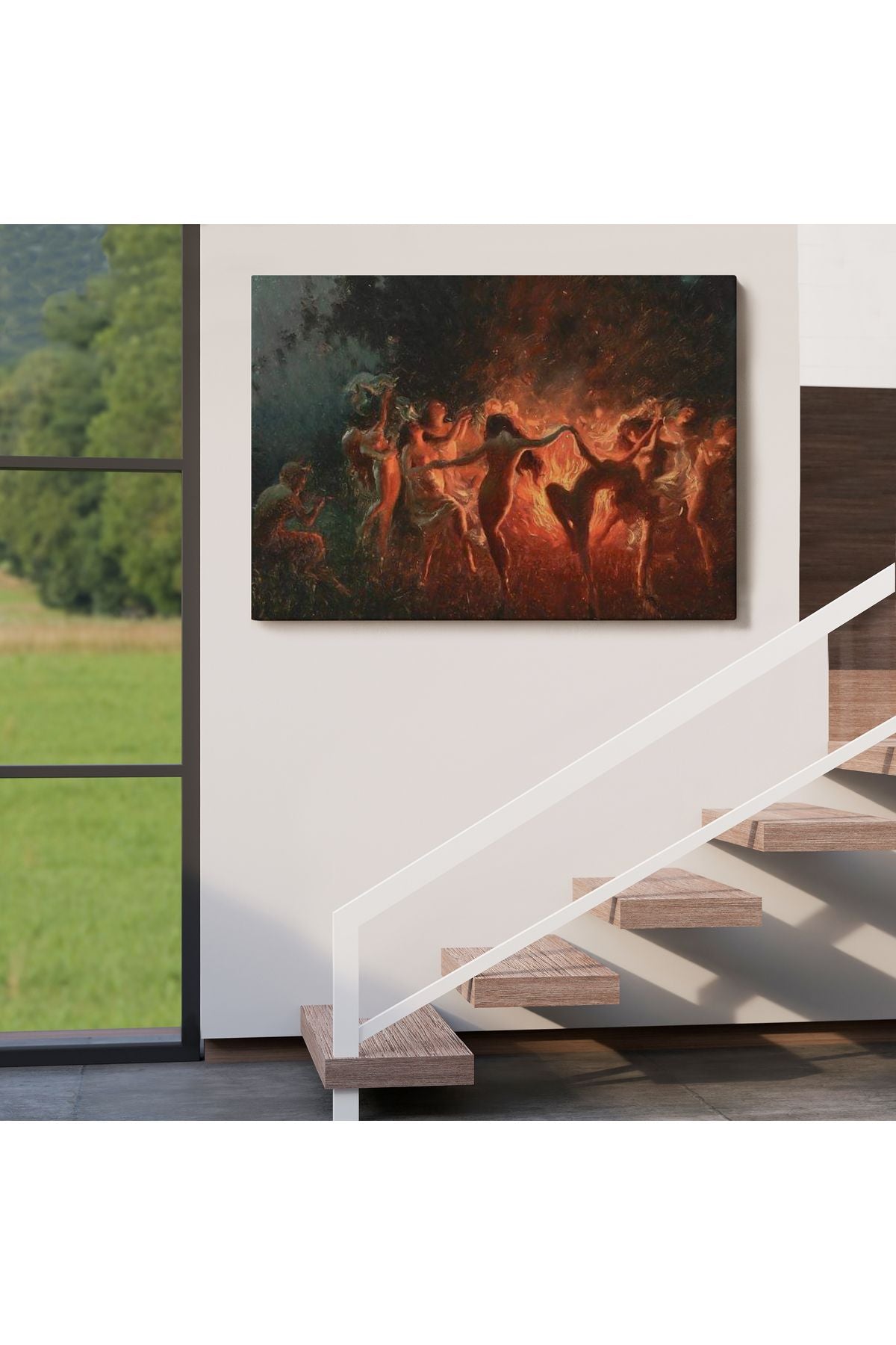 Şabat Ayinin de Ateş Etrafında Dans Eden Kadınlar Tablosu - Fire Dance-6589