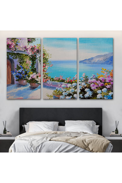 Deniz Manzaralı Güzel Ev Dekoratif Kanvas Duvar Tablosu-3439