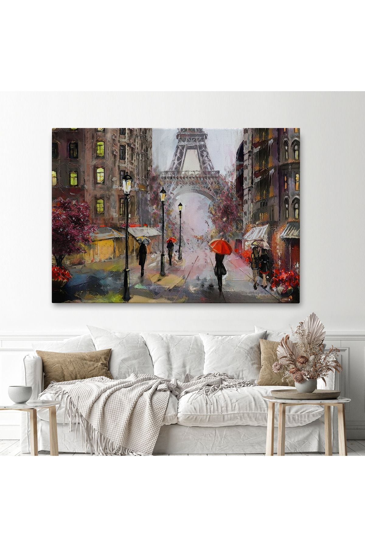 Eyfel Manzarası Yağlıboya Görünüm Dekoratif Kanvas Duvar Tablosu-3545