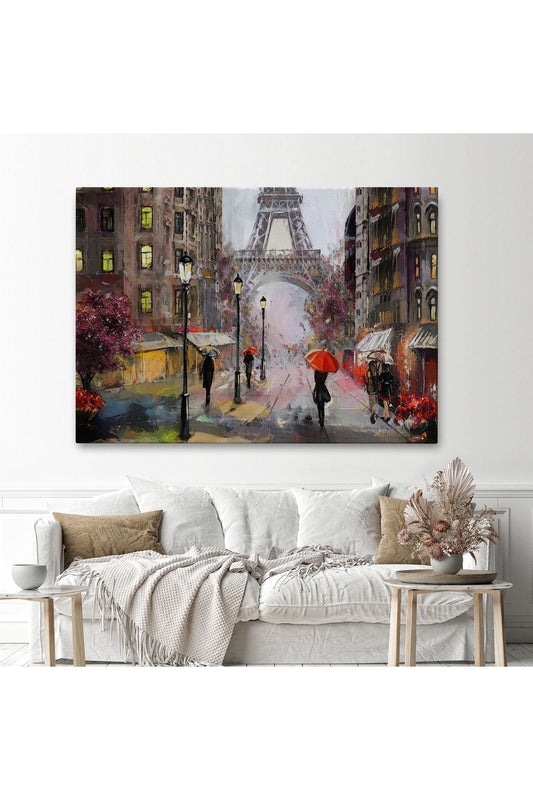 Eyfel Manzarası Yağlıboya Görünüm Dekoratif Kanvas Duvar Tablosu-3545