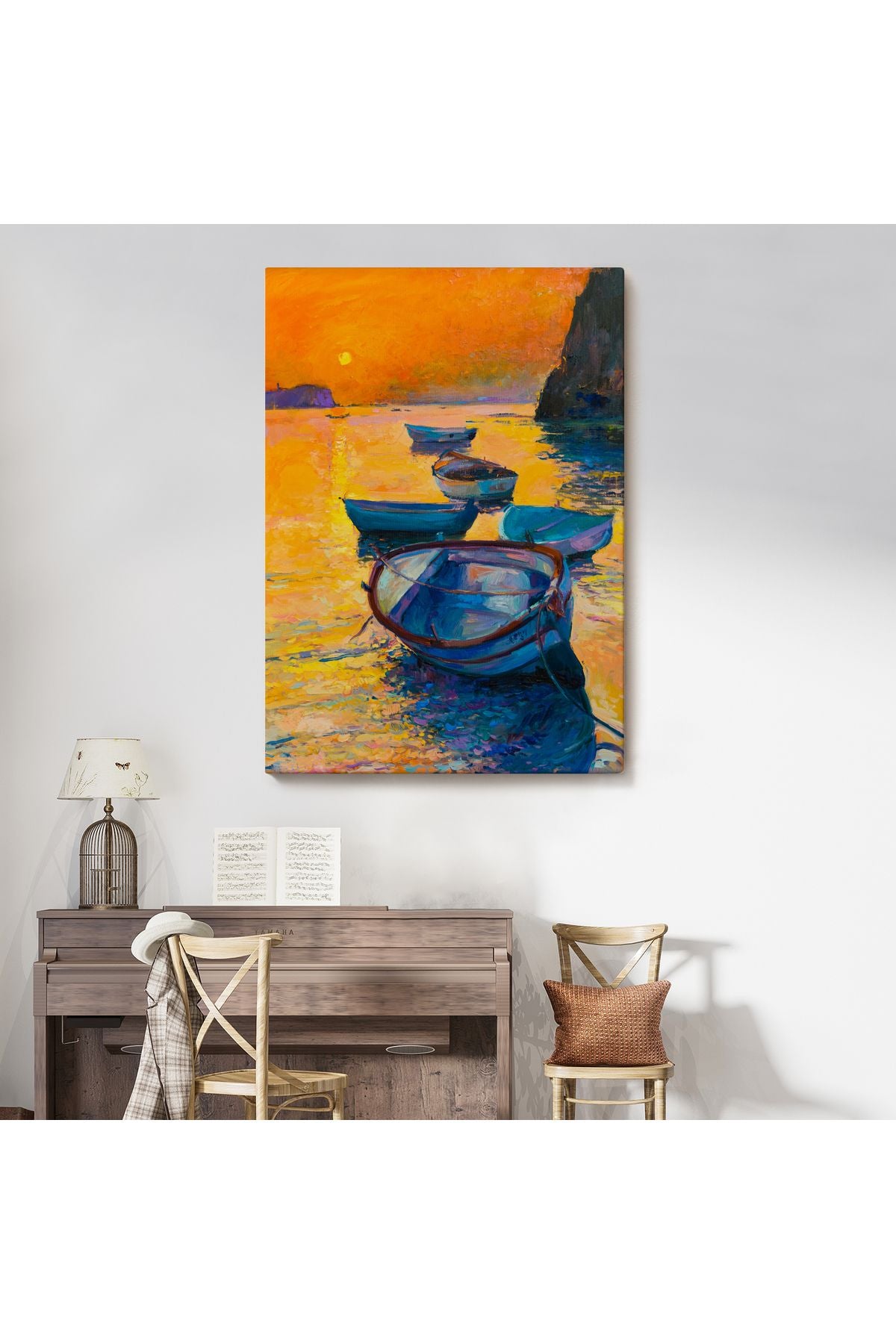 Denizde Gün Batımı Manzarası Duvar Tablosu-5983