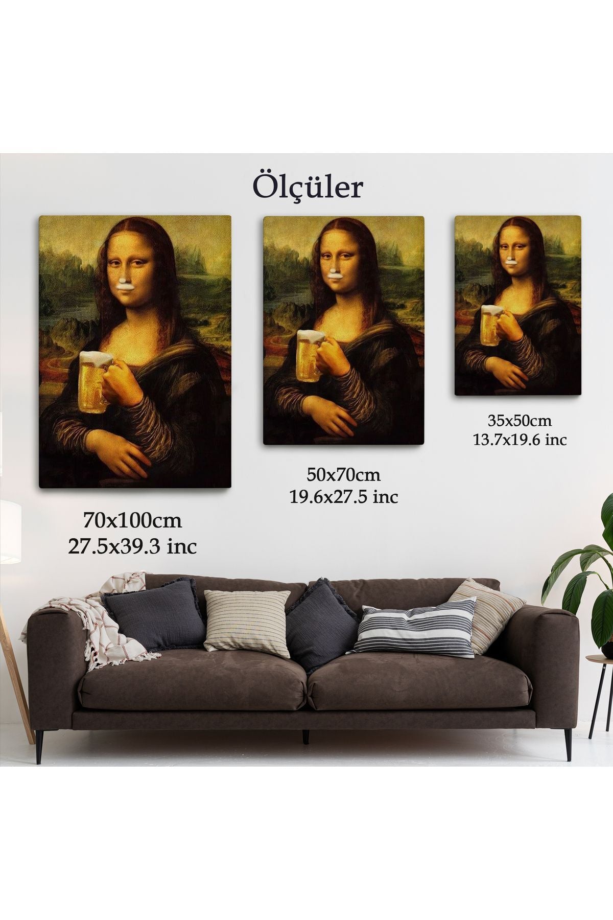 Bira İçme Mona Lisa Kanvas Tablo, Olağandışı Mona Lisa Kanvas Tablo-5219