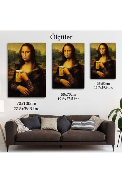 Bira İçme Mona Lisa Kanvas Tablo, Olağandışı Mona Lisa Kanvas Tablo-5219