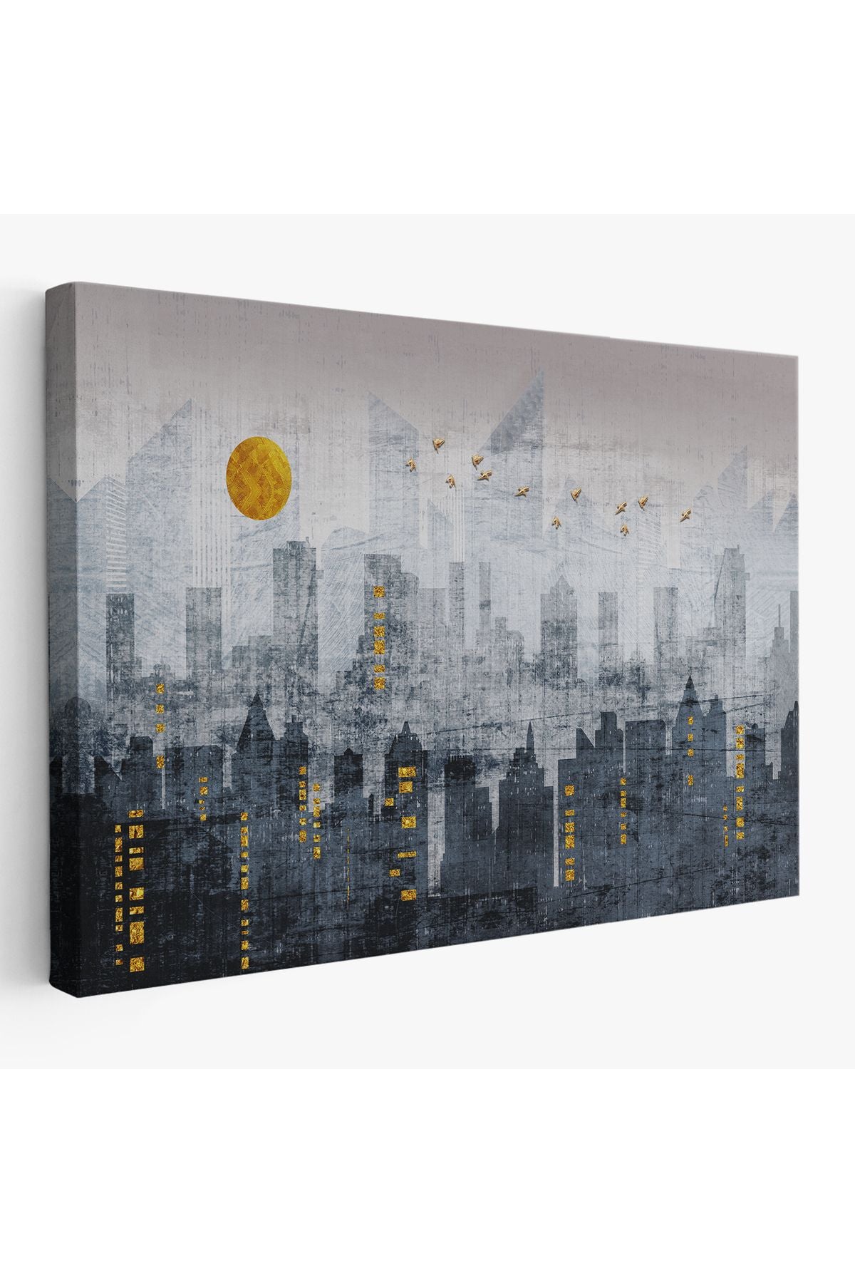 Modern Şehir Manzarasının Silueti Kanvas Tablo-5038