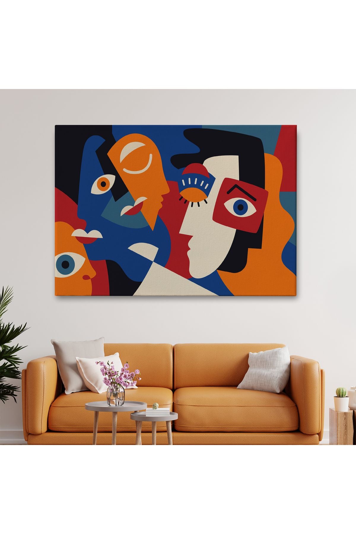 Picasso Tarzı Soyut İnsan Yüzleri Kanvas Duvar Tablosu-1195