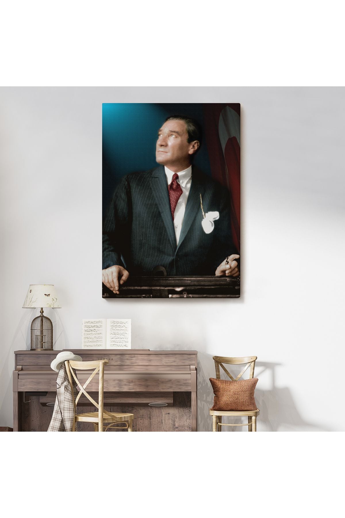 Atatürk Portre Tablosu Mustafa Kemal Atatürk Dikdörtgen Dekoratif Kanvas Tablo-CO-64