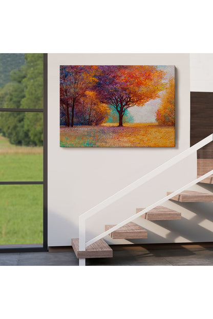 Sonbahar Manzarası Yağlıboya Görünüm Dekoratif Kanvas Duvar Tablosu-3748