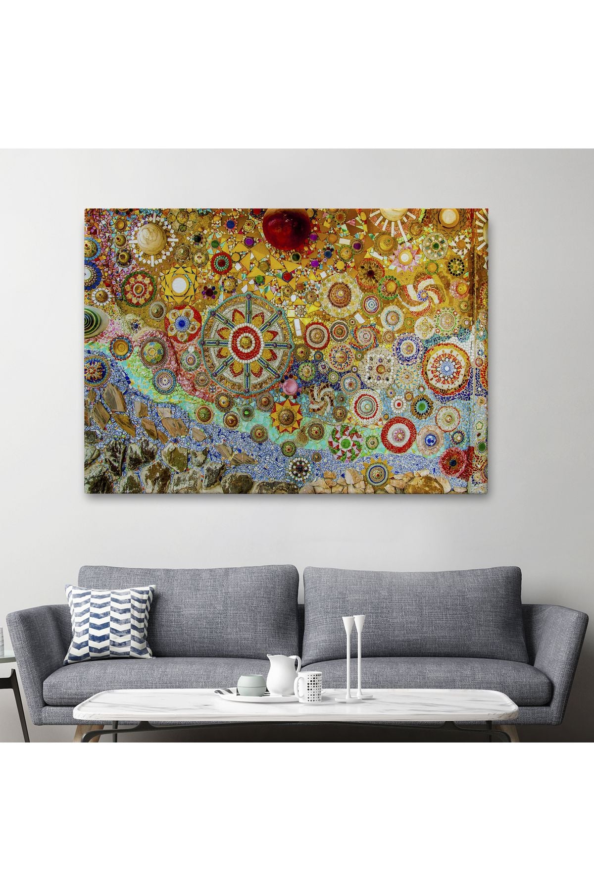 Sanatsal Mozaik Cam Dekoratif Kanvas Duvar Tablosu-3463