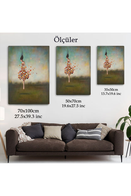 YB Yerden Yükselen Çiçek Kıyafetli Kadın Tablosu-6281