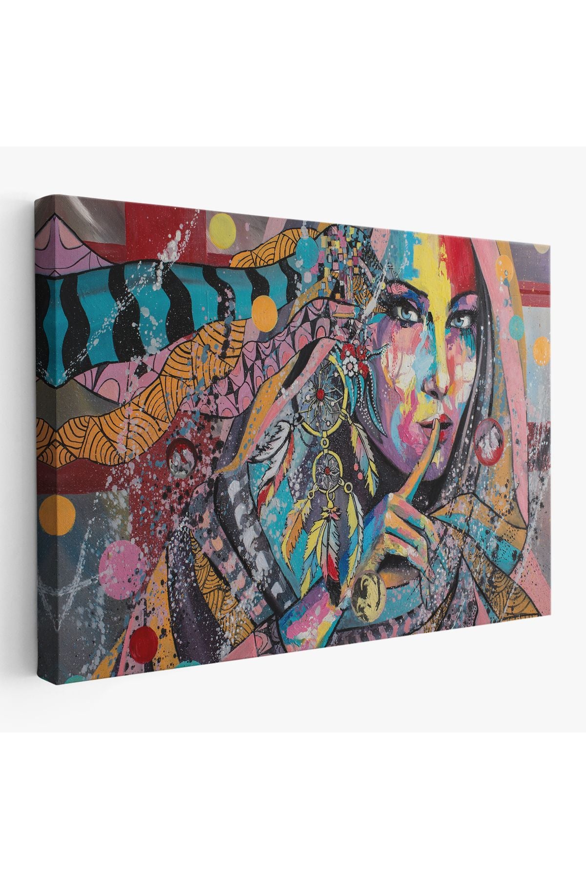 Koruyucu Kız Portresi Yağlıboya Görünüm Dekoratif Kanvas Duvar Tablosu-3469