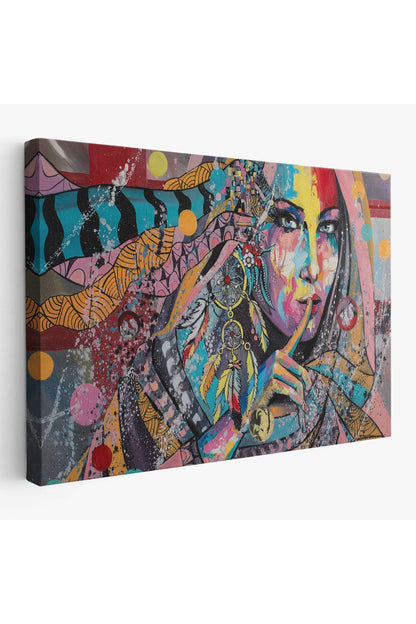 Koruyucu Kız Portresi Yağlıboya Görünüm Dekoratif Kanvas Duvar Tablosu-3469