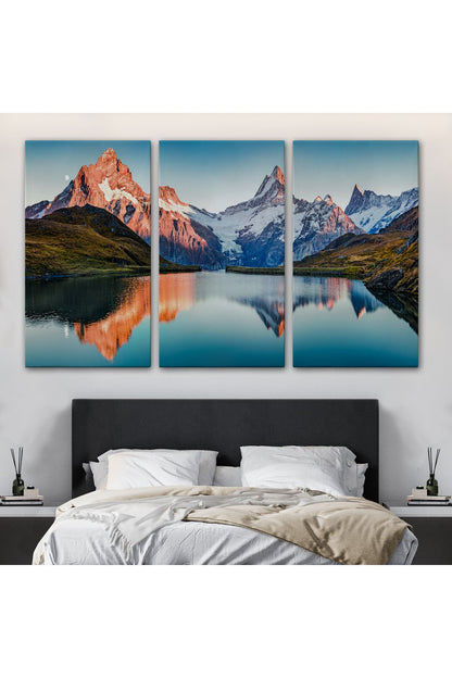 Bachalpsee Gölü ve İsviçre Alpleri Dekoratif Kanvas Duvar Tablosu-3624