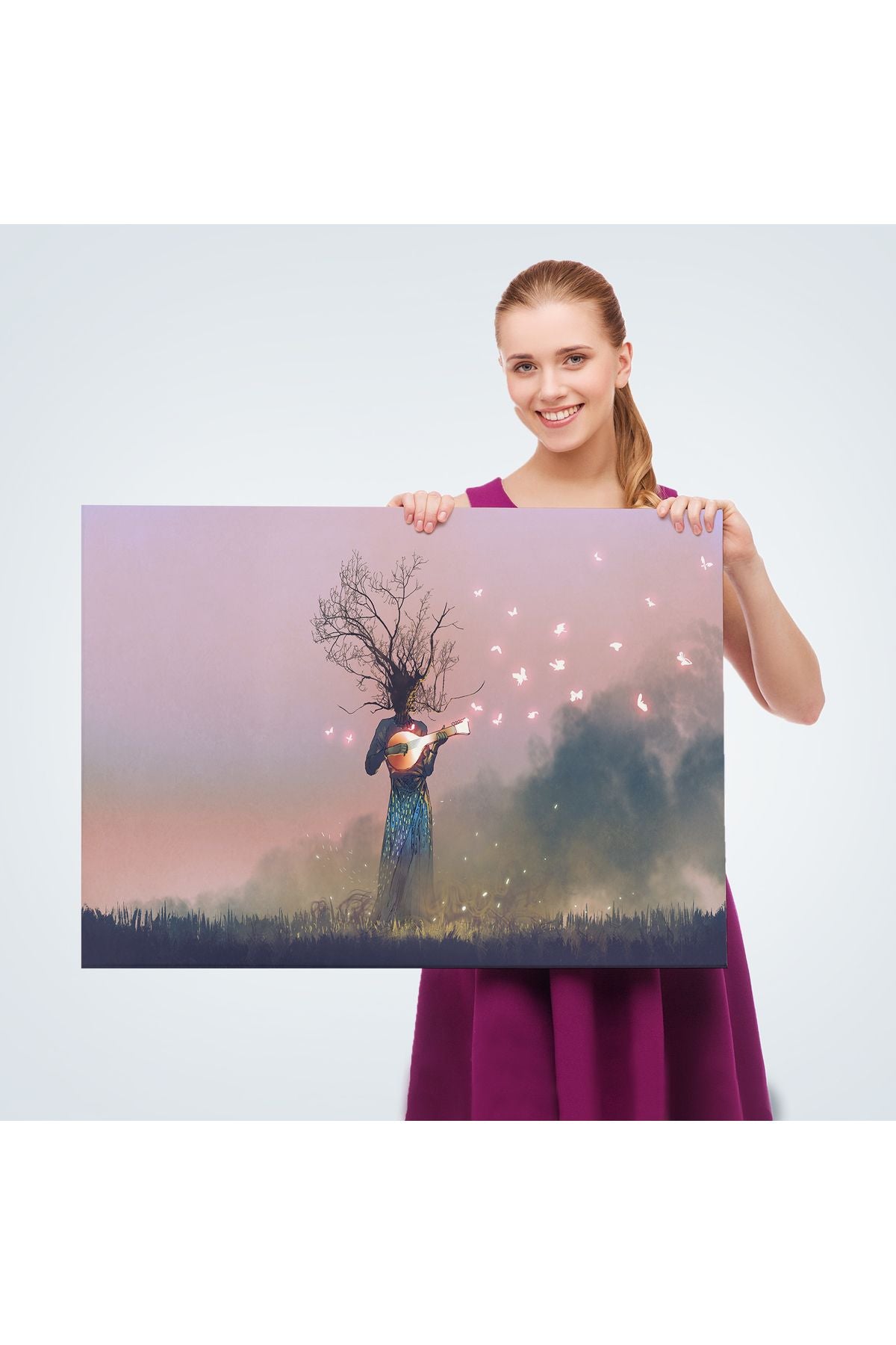 YB Geceyarısı Ud Çalan Kadın Kanvas Tablo-3593