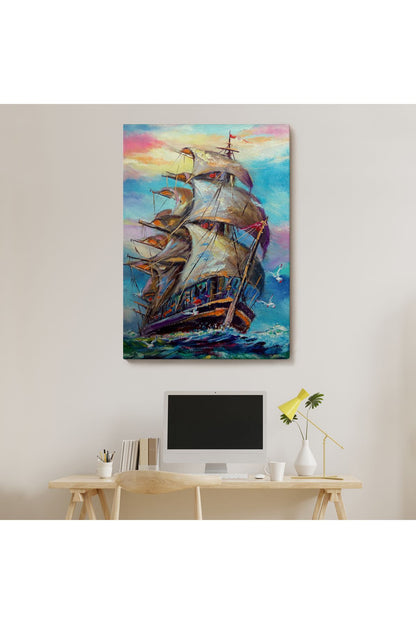 Yağlı Boya Görünümlü Yelkenli Kanvas Tablo-5999