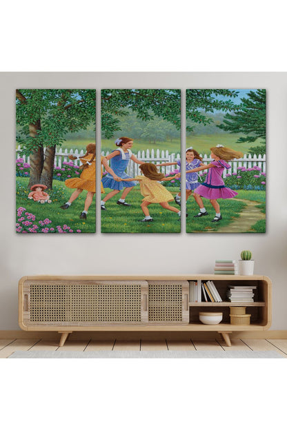 Bahçede Oynayan Kız Çocukları Tablosu-6532