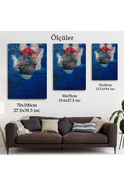 Su Altında Yüzen Kız Tablosu-6318