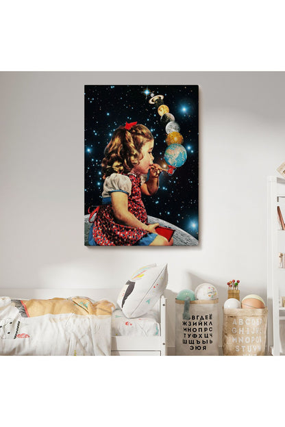 Galaksiler İle Oynayan Kız Çocuğu Tablosu-6042