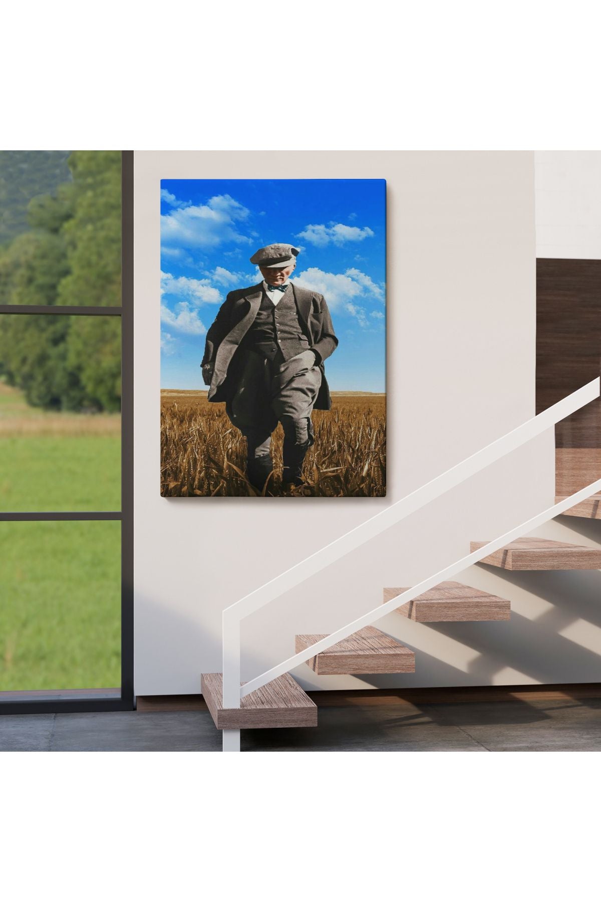 Atatürk Portre Tablosu Mustafa Kemal Atatürk Dikdörtgen Dekoratif Kanvas Tablo-fe-129