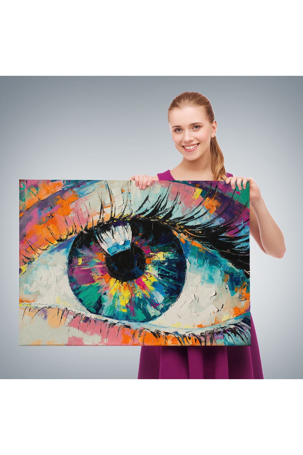 Gözün Kavramsal Soyut Resmi Yağlıboya Görünüm Kanvas Tablo-3655