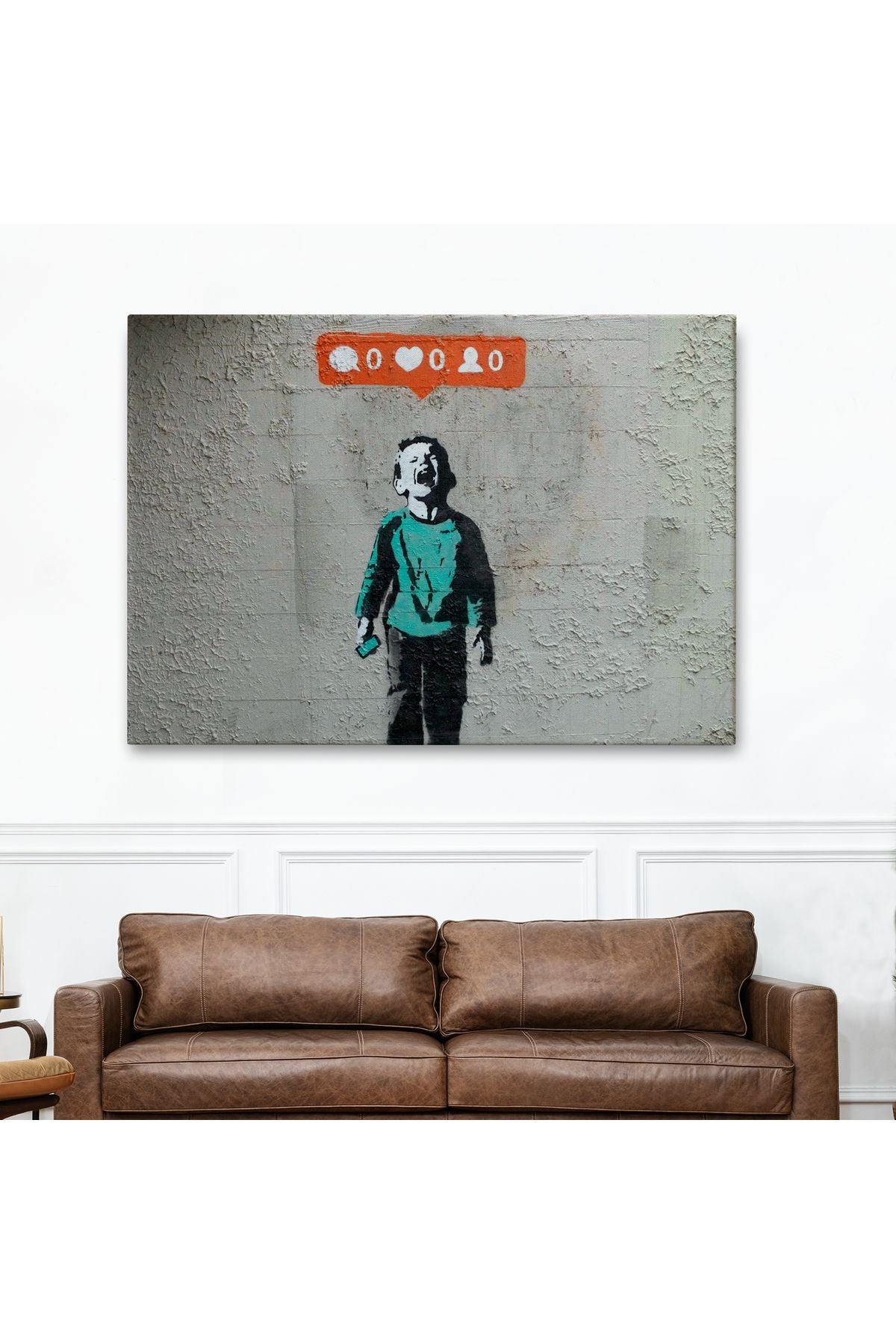Bansky Takipçisi Olmadığı İçin Ağlayan Sosyal Medya Cocugu Kanvas Tablo-5021
