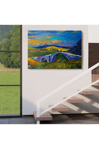Köy Taşköprüsü Günbatımı Manzarası Duvar Tablosu-1202