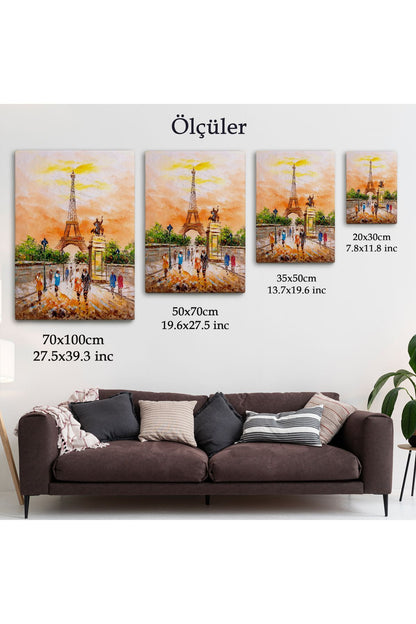 Eyfel Kulesi Manzaralı Yağlıboya Görünüm Dekoratif Kanvas Duvar Tablosu-5929