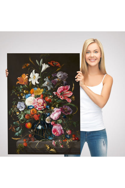 Renkli Çiçekler Yağlıboya Görünüm Dekoratif Kanvas Duvar Tablosu-5941