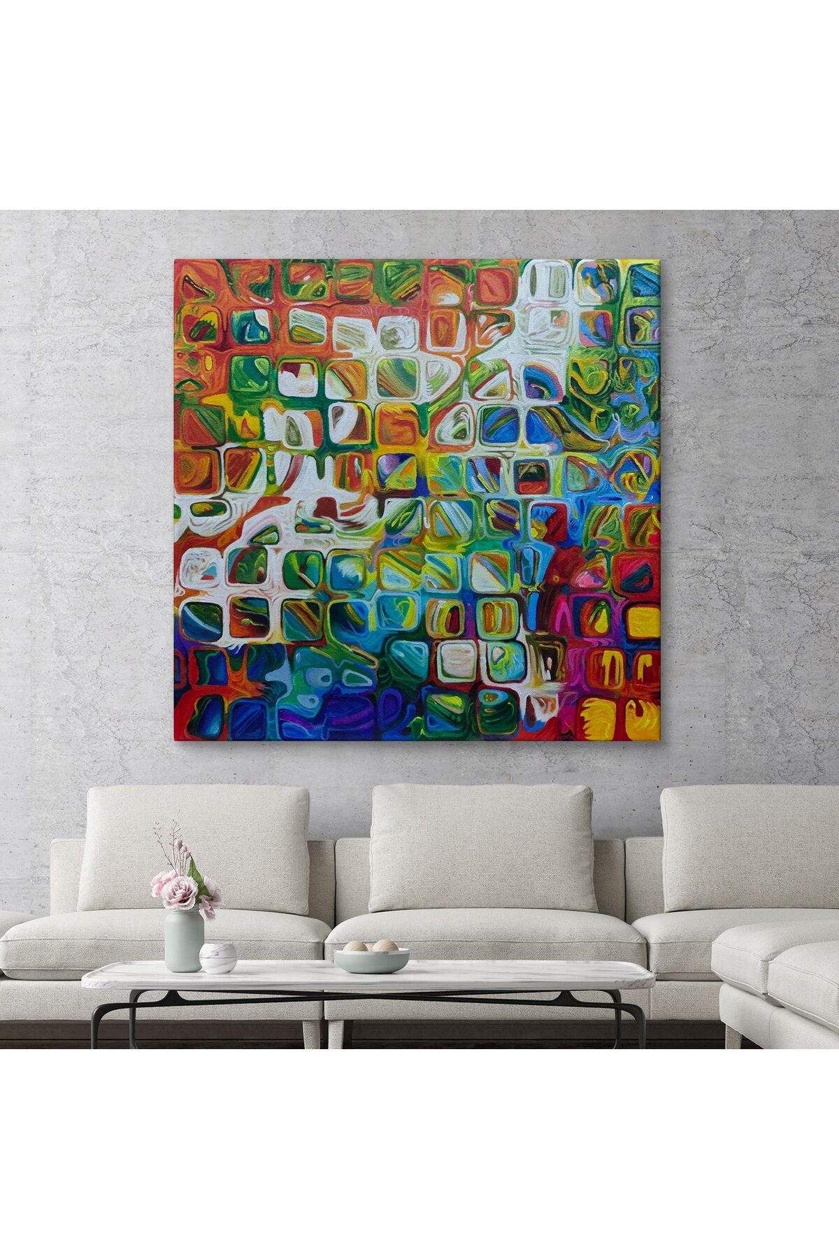 Renkli Buz Cam Kanvas Tablo-5897
