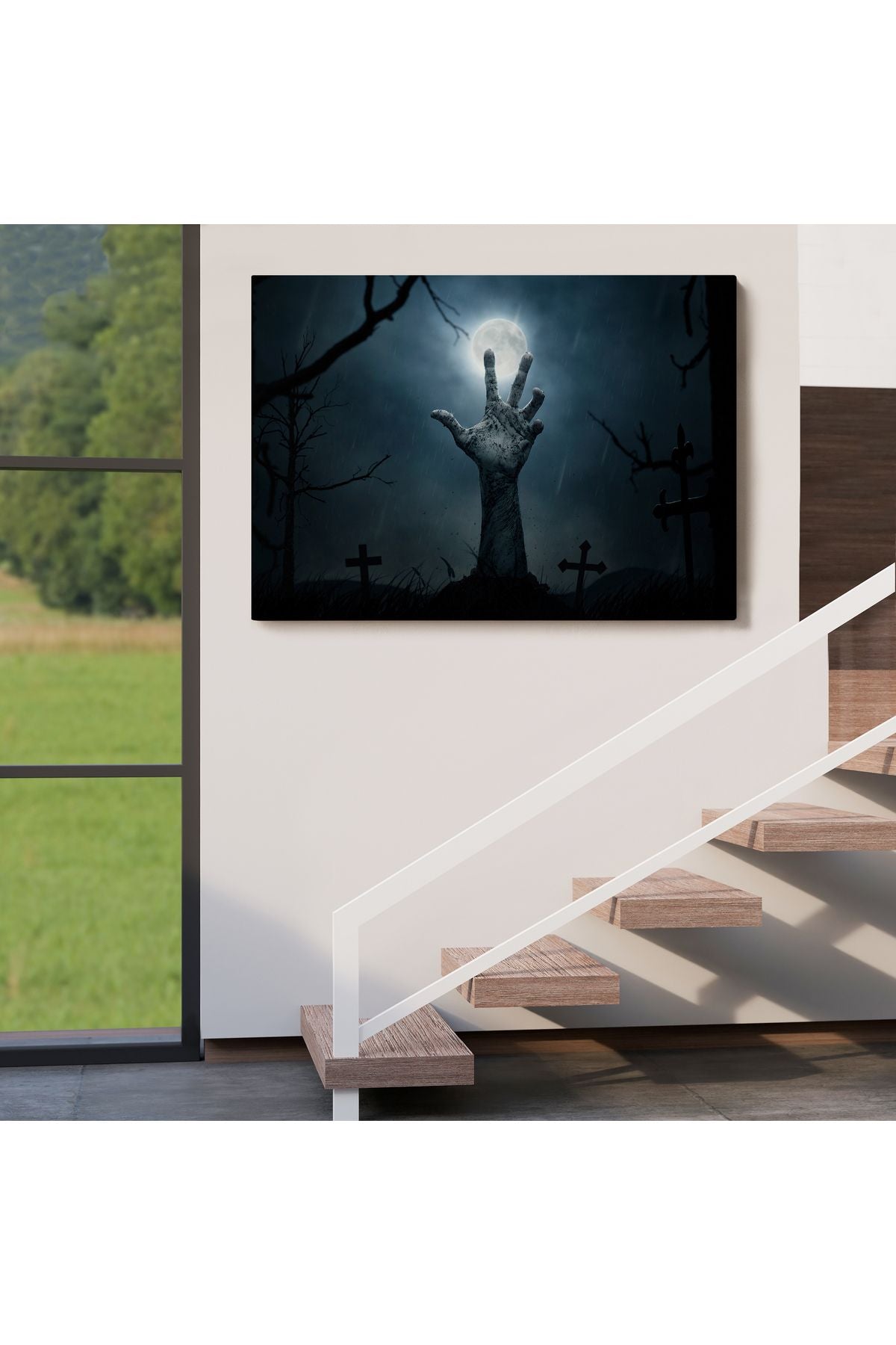 emn seri001 Cadılar Bayramı Mezarlık Diriliş El Duvar Tablosu-5192