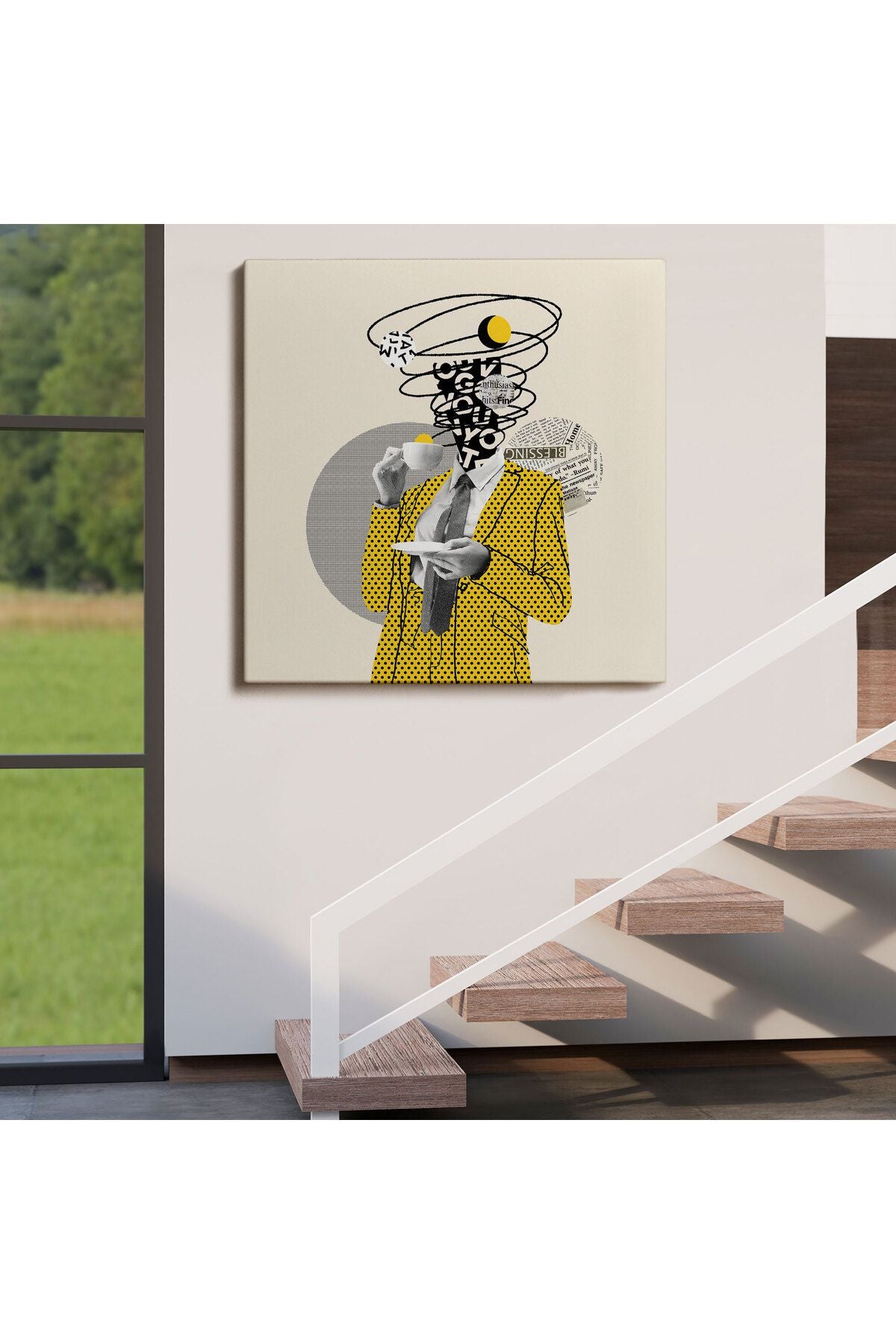 Kahve İçen Çizgi Roman Kahramanı Pop Art Tablo-5801