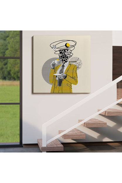 Kahve İçen Çizgi Roman Kahramanı Pop Art Tablo-5801