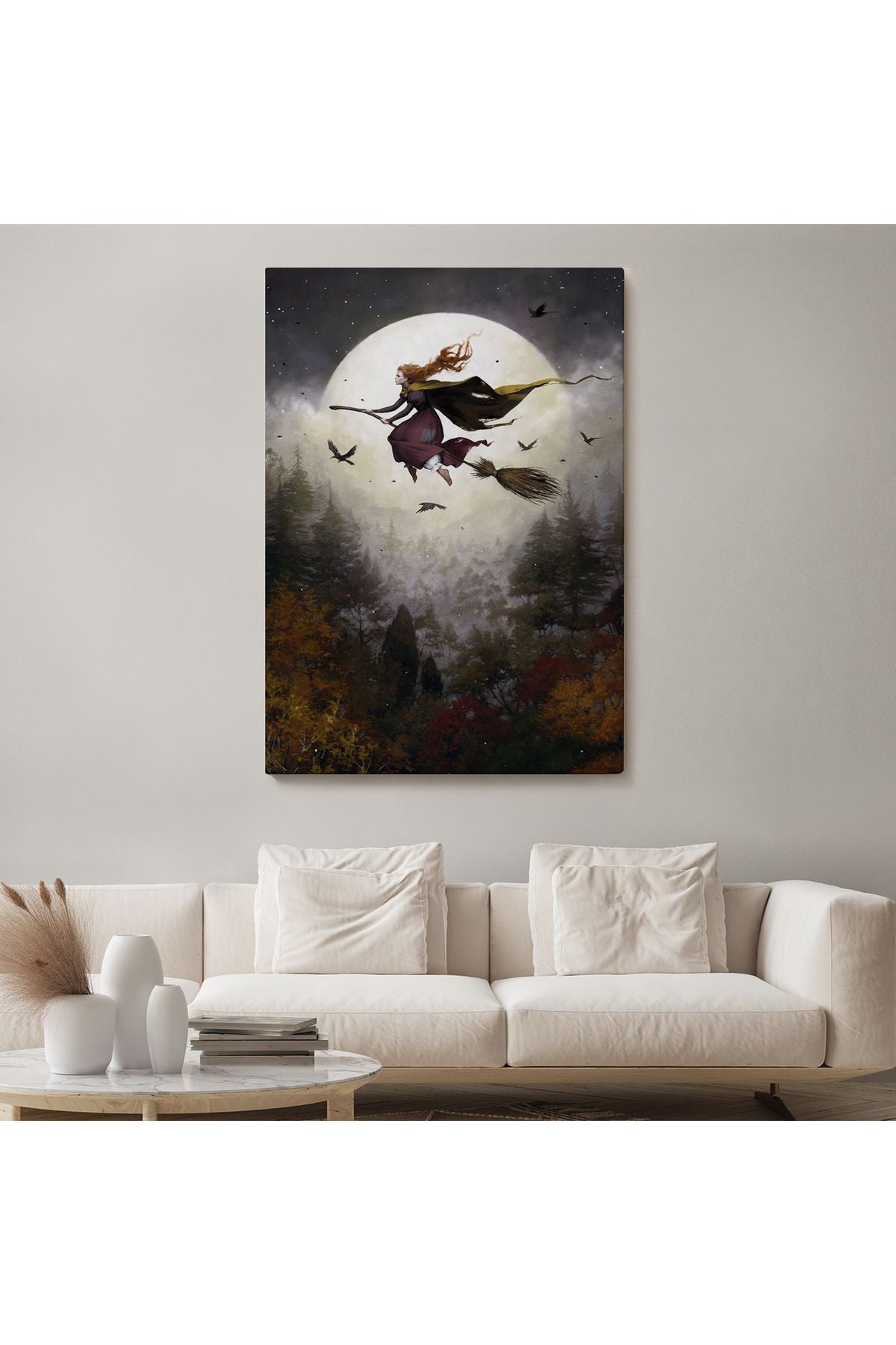 Süpürge ile Uçan Cadı, Cadılar Bayramı Hediyesi, Hallowen Tablo -6398