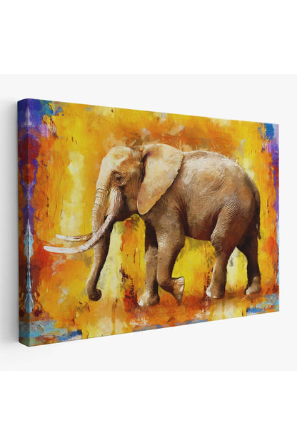 Modern Sanat Tarzı Yürüyen Fil Yağlıboya Görünüm Kanvas Duvar Tablosu-3688