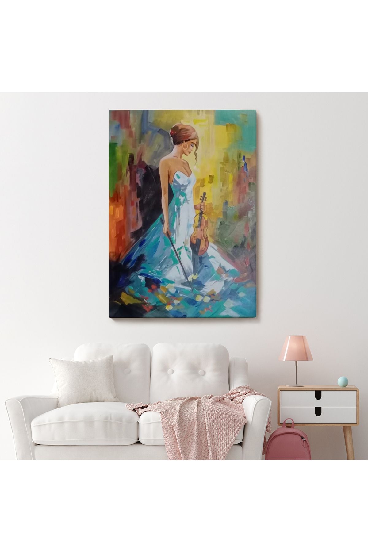 Keman Çalan Kadın Dekortif Duvar Tablosu-6233