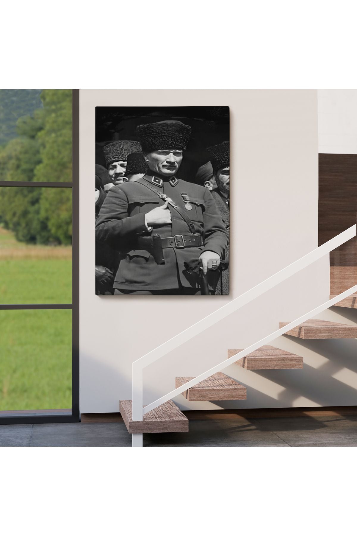 Atatürk Portre Tablosu Mustafa Kemal Atatürk Dikdörtgen Dekoratif Kanvas Tablo-ey-123