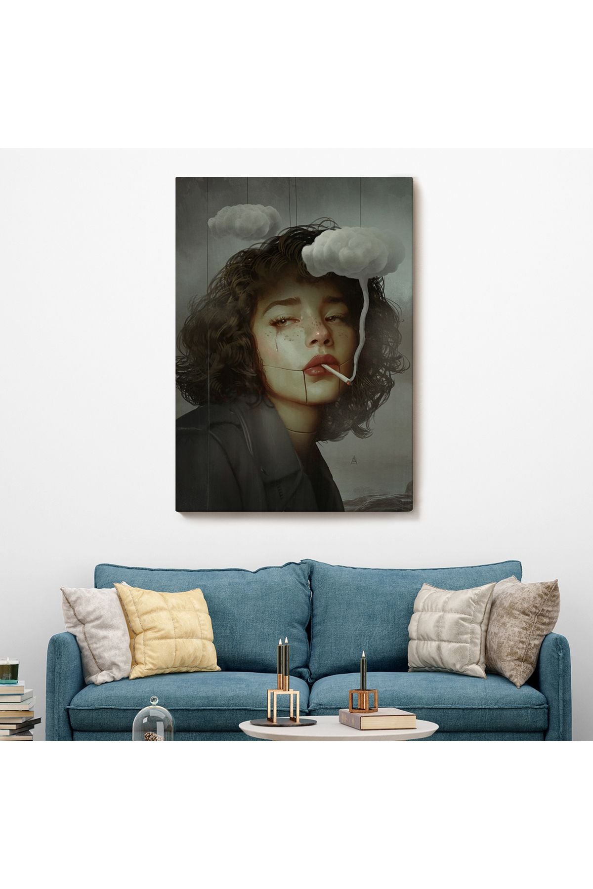 Gerçeküstü Sanat Eserleri Bulut ve Duman Tuvalı Kanvas Tablo-5226