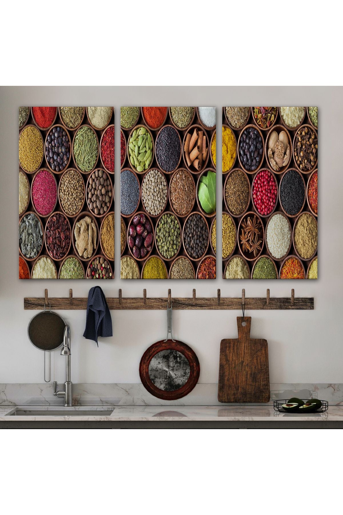 Mutfak Masasın da Baharatlar Dekoratif Kanvas Duvar Tablosu-3569