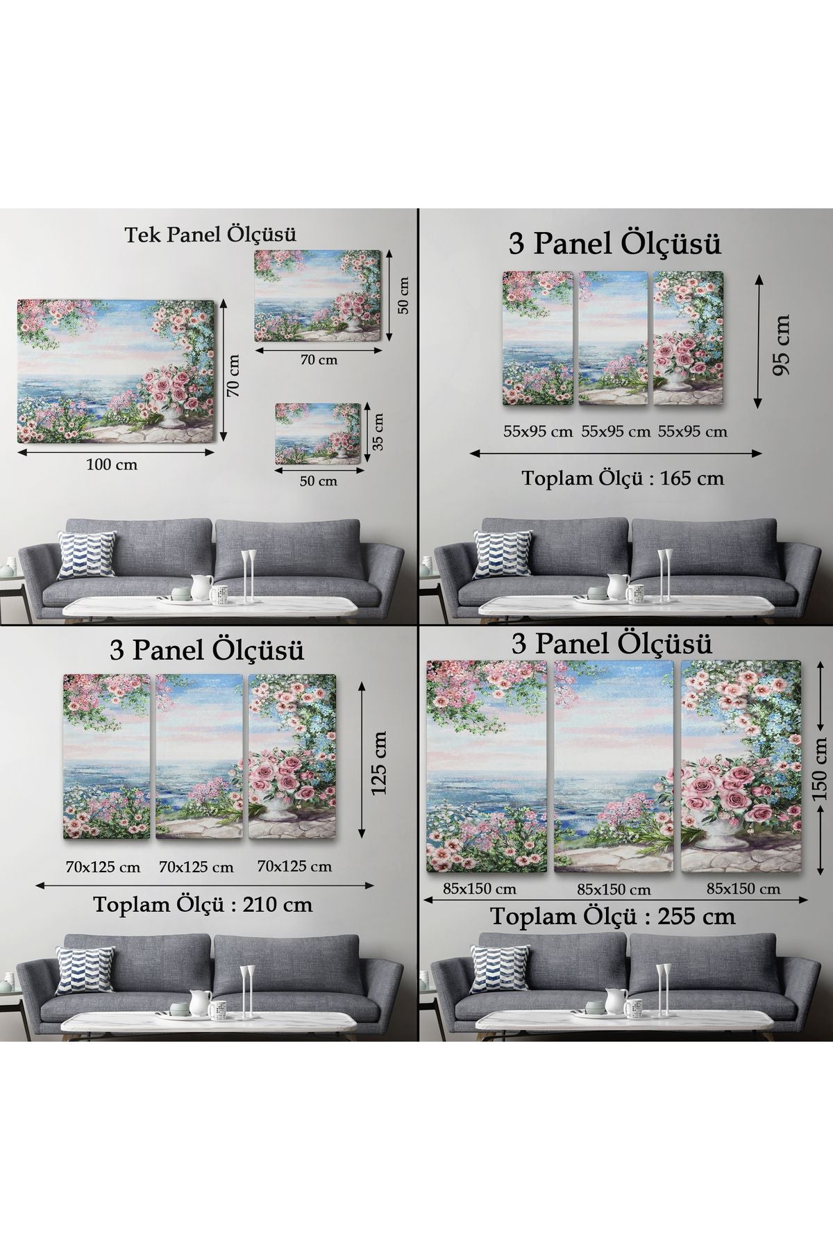 Okyanus Manzaralı Yağlıboya Görünüm Dekoratif Kanvas Duvar Tablosu-3509