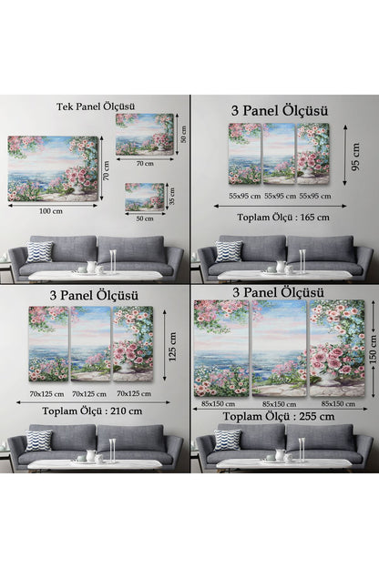 Okyanus Manzaralı Yağlıboya Görünüm Dekoratif Kanvas Duvar Tablosu-3509