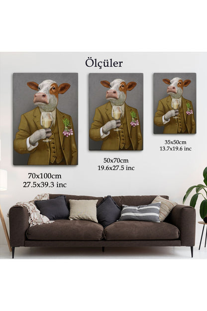 İnsan Kıyafetli Dana Dekoratif Duvar Tablosu -6375