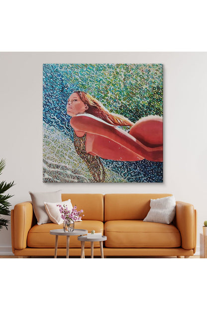 Sualtında Yüzen Kadın Tablosu-5873
