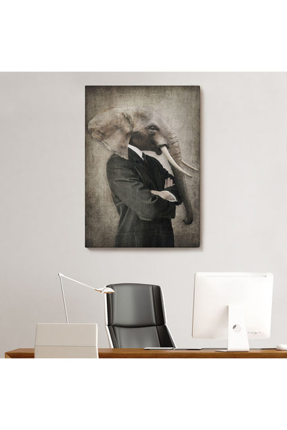 Fil Kafalı İnsan Kanvas Tablo-4995