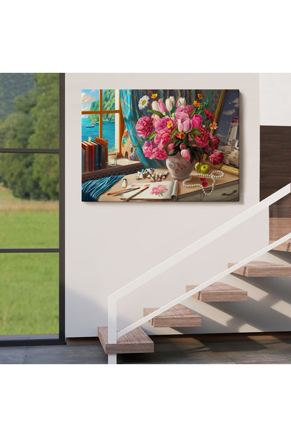 Deniz Manzaralı Yağlıboya Görünüm Dekoratif Kanvas Tablo-3621