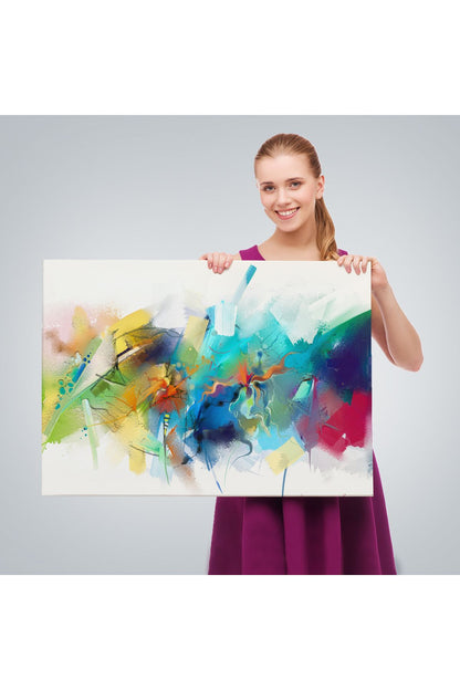 Soyut Fırça Darbeleri İle Yağlıboya Görünüm Dekoratif Kanvas Duvar Tablosu-3561