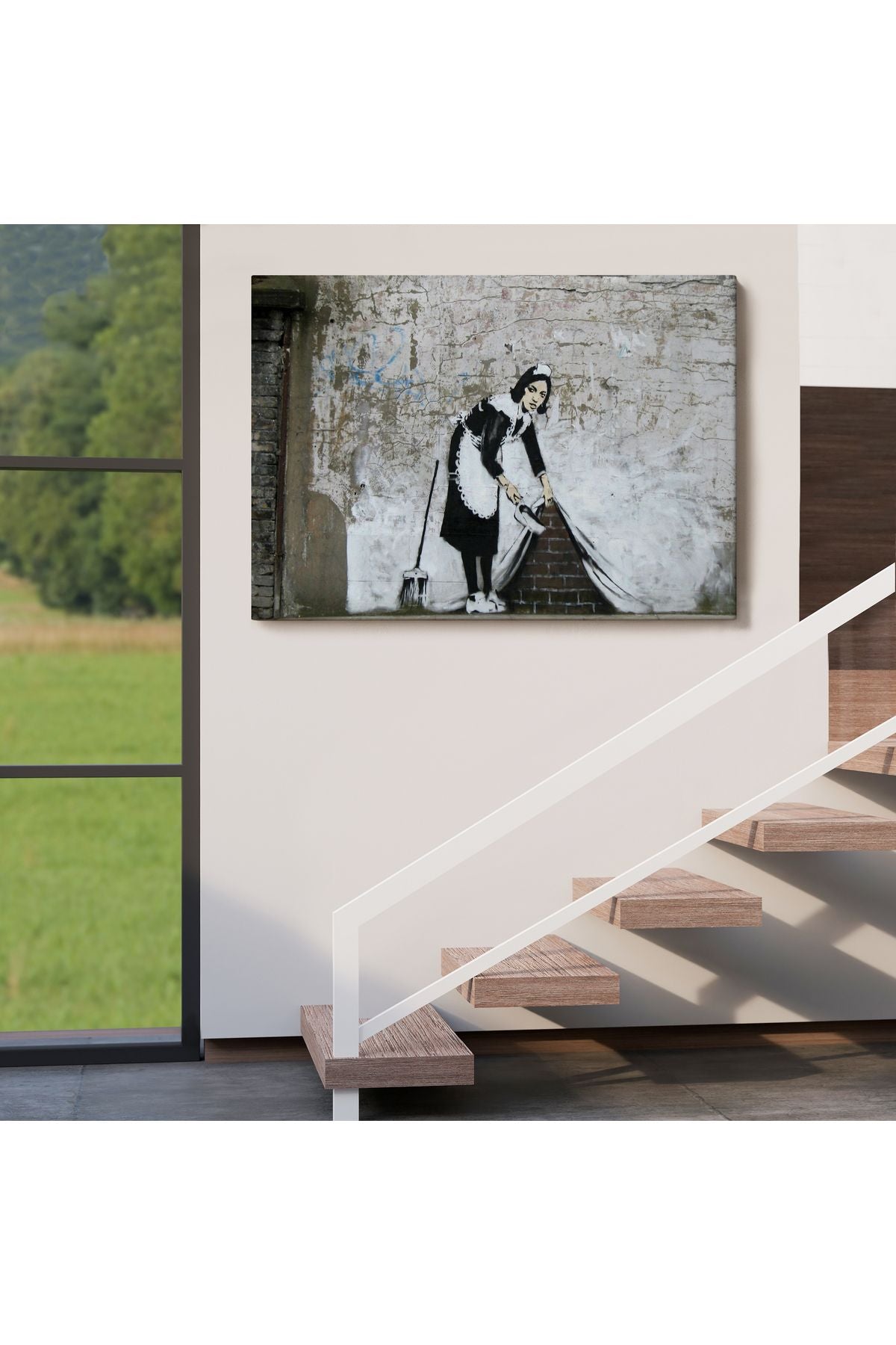 Banksy'nin Londra Sokaklarını Süpüren Temizlikçi Kadın Kanvas Tablosu-5004